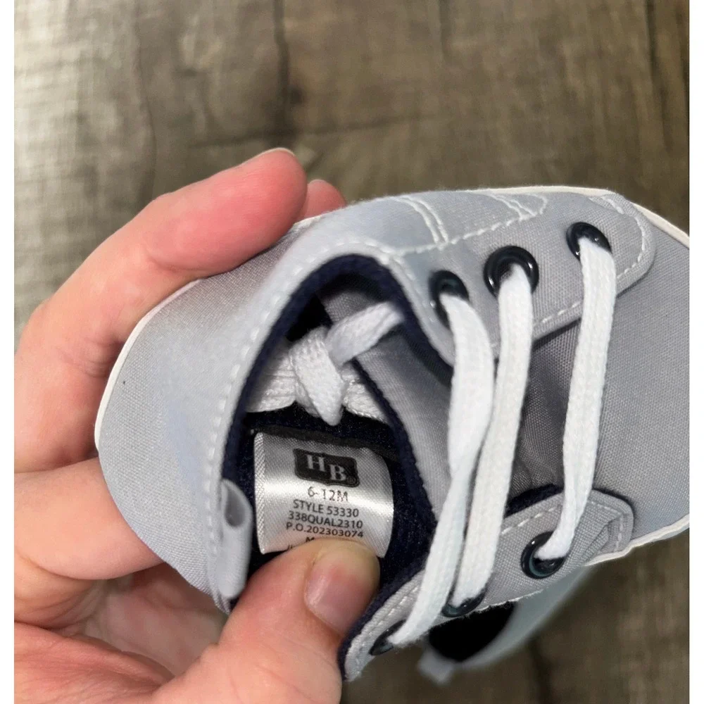 Grey Canvas‎ Infant Sneakers Soft Sole Crib Shoes Baby Boys Girls Grey White